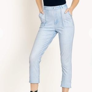Blackmilk Not Actually Denim Light Wash Cuffed Pants - limited